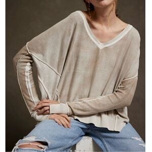 Free People Gibson V-Neck Pullover Women Top Sweater Medium